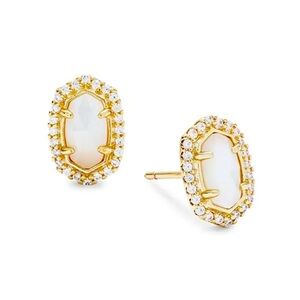 Kendra Scott Cade Earrings Mother Of Pearl Gold Plated New